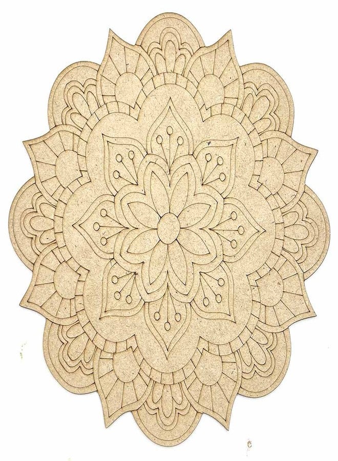 Adikala Mandala Flower Shaped MDF Cutout Base for DIY | for Decorations, Festival Gift, Wedding Decorations 8.INCH - Image 1